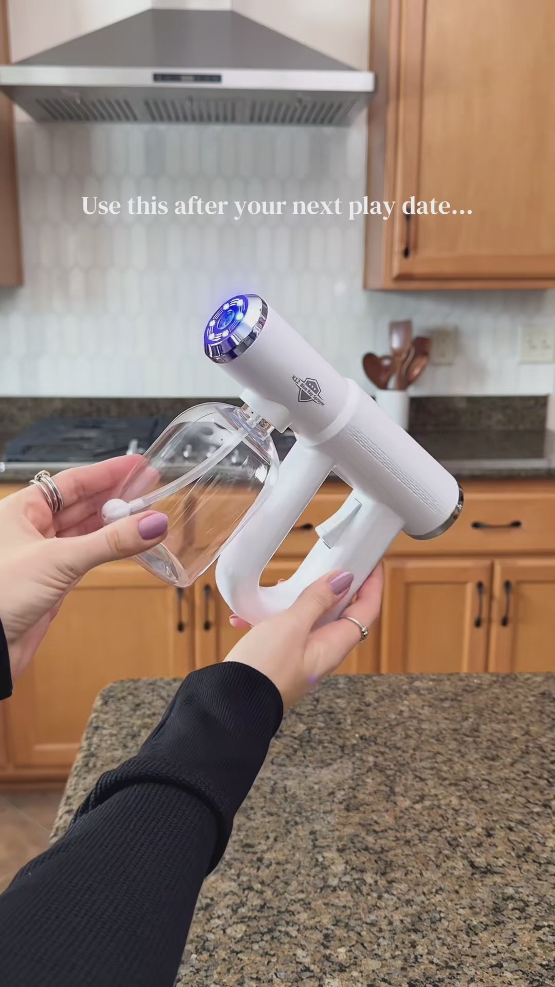 Nano Blue Light Sanitizer Spray Gun – USB Rechargeable Wireless Disinfectant Sprayer (300ml)